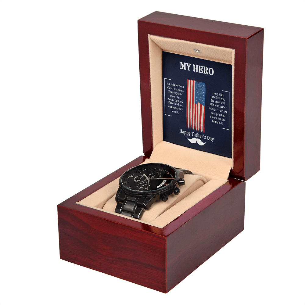Men's Black Chronograph Watch with Copper Dial | Father's Day Gift