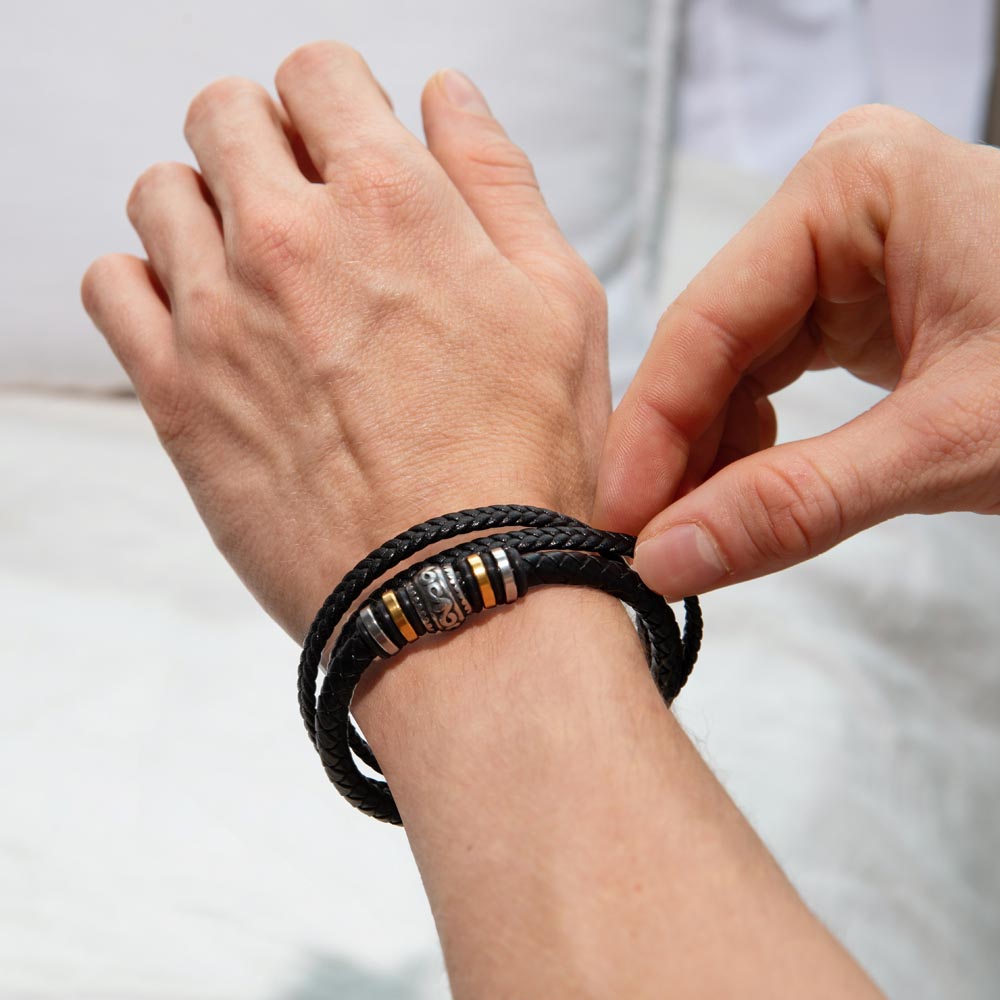 Men's "Love You Forever" Braided Leather Bracelet | Father's Day Gift