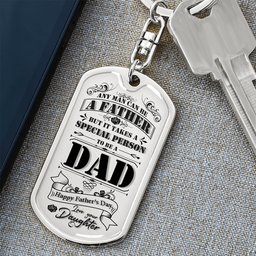 Custom Father's Day Graphic Dog Tag Keychain
