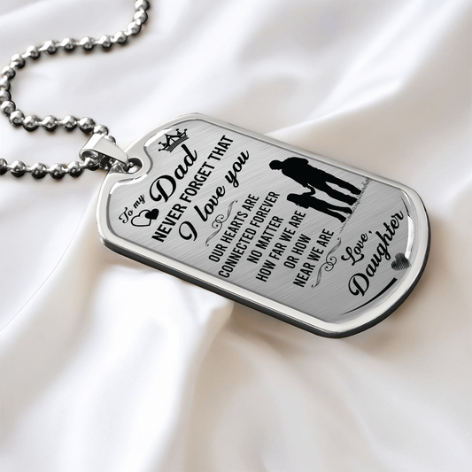 Custom Father's Day Design & Engraved Military Dog Tag Necklace