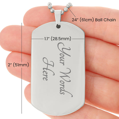 Custom Father's Day Design & Engraved Military Dog Tag Necklace