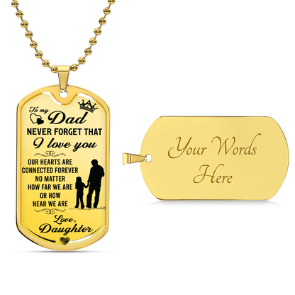 Custom Father's Day Design & Engraved Military Dog Tag Necklace