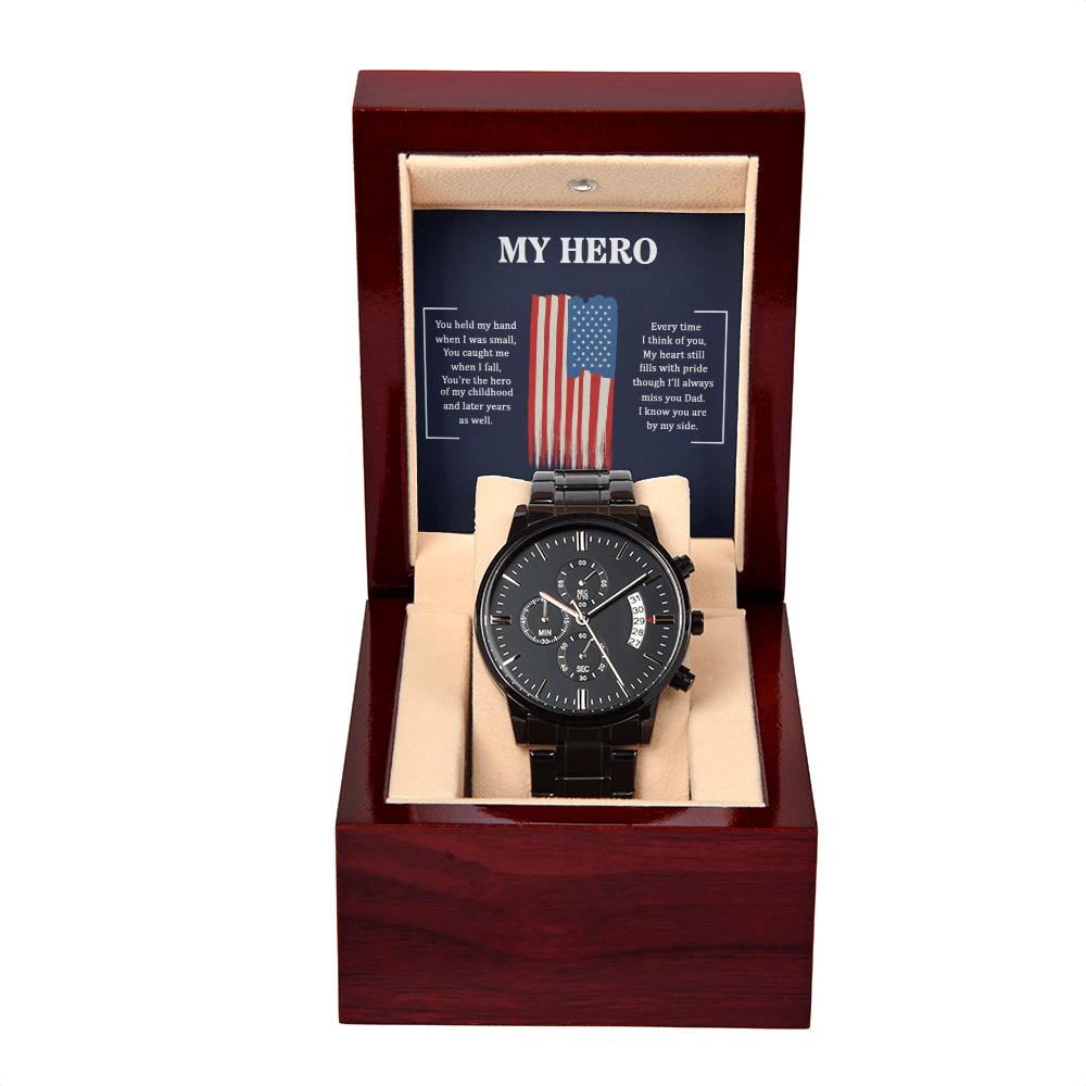 Men's Black Chronograph Watch with Copper Dial | Father's Day Gift
