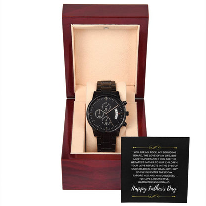 Men's Black Chronograph Watch with Copper Dial | Father's Day Gift 2