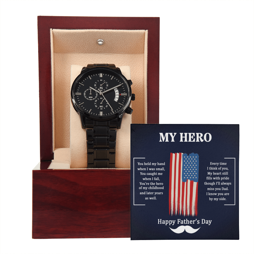 Men's Black Chronograph Watch with Copper Dial | Father's Day Gift