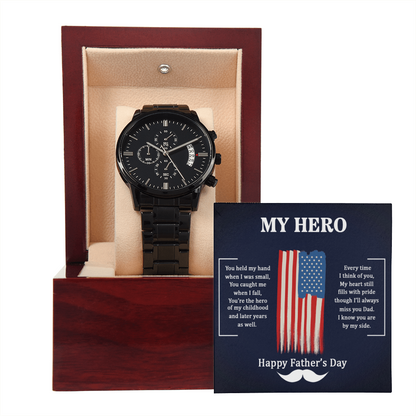Men's Black Chronograph Watch with Copper Dial | Father's Day Gift