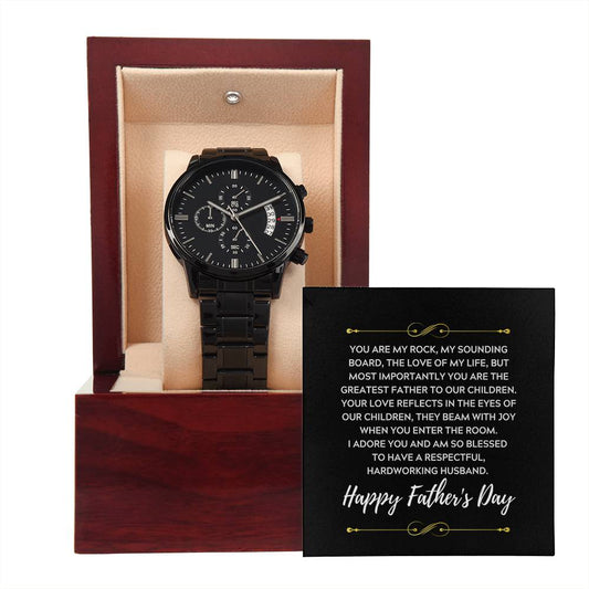 Men's Black Chronograph Watch with Copper Dial | Father's Day Gift 2