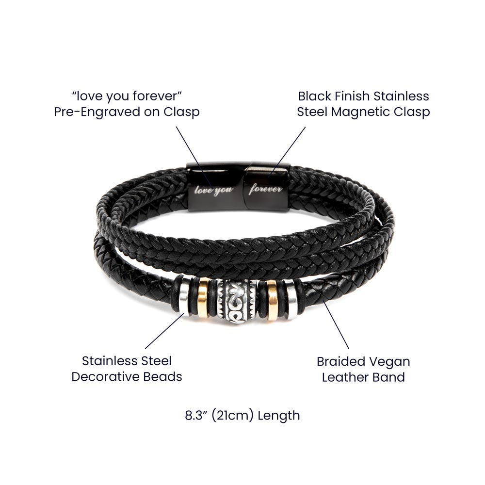 Men's "Love You Forever" Braided Leather Bracelet | Father's Day Gift