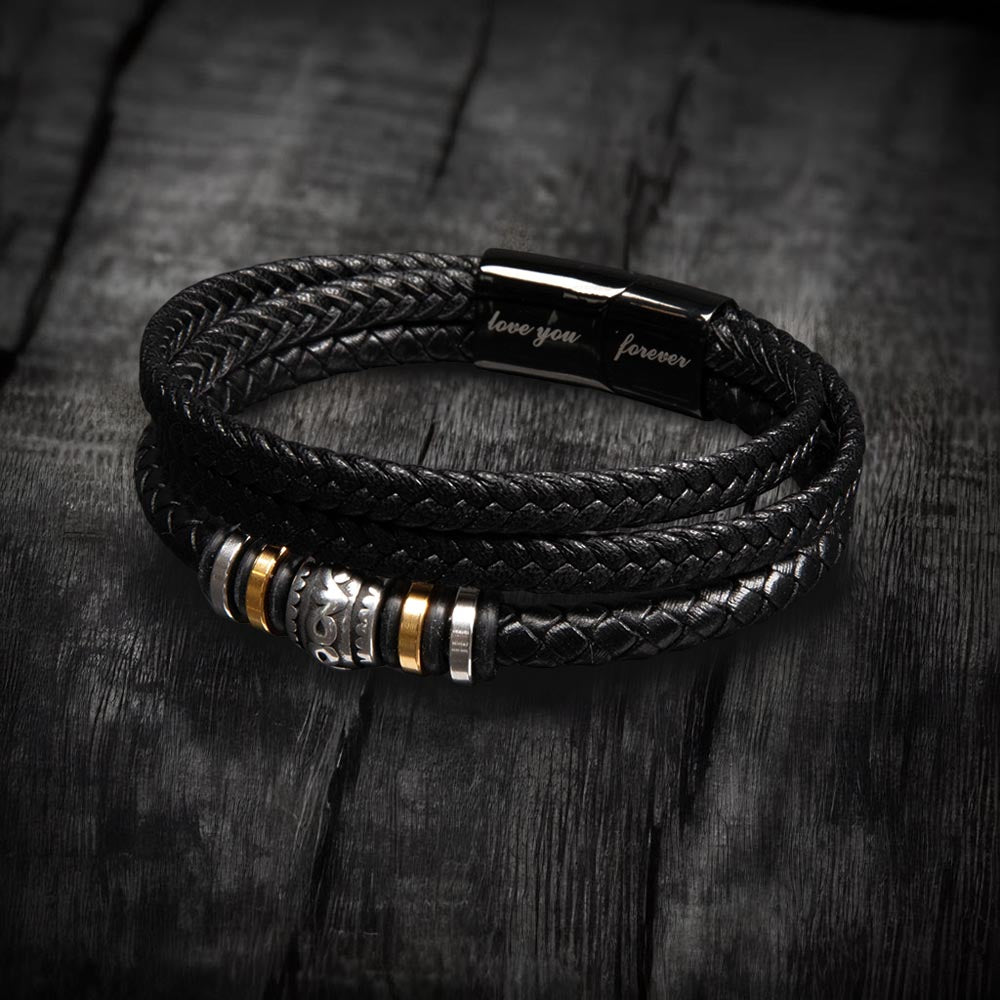 Men's "Love You Forever" Braided Leather Bracelet | Father's Day Gift