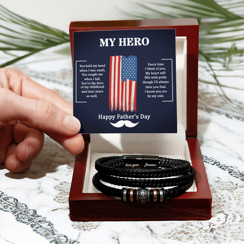 Men's "Love You Forever" Braided Leather Bracelet | Father's Day Gift