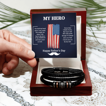 Men's "Love You Forever" Braided Leather Bracelet | Father's Day Gift