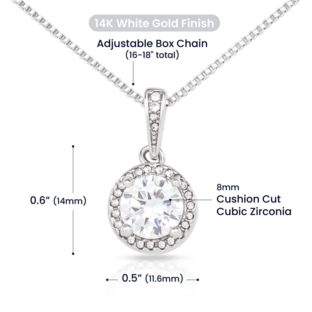 Eternal Hope Necklace - Elegant Mother's Day Jewelry Gift with Sparkling Cushion - Cut Pendant - Design 1 - Wrapped and Wonderful