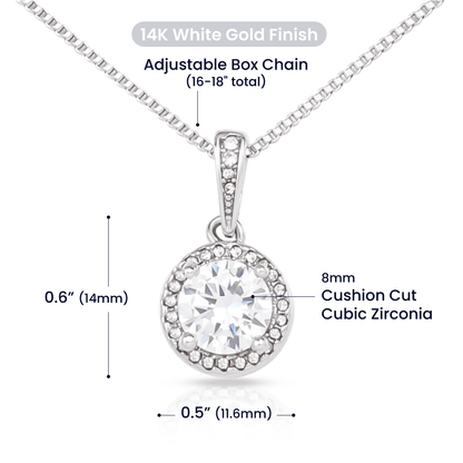 Eternal Hope Necklace - Elegant Mother's Day Jewelry Gift with Sparkling Cushion - Cut Pendant - Design 1 - Wrapped and Wonderful
