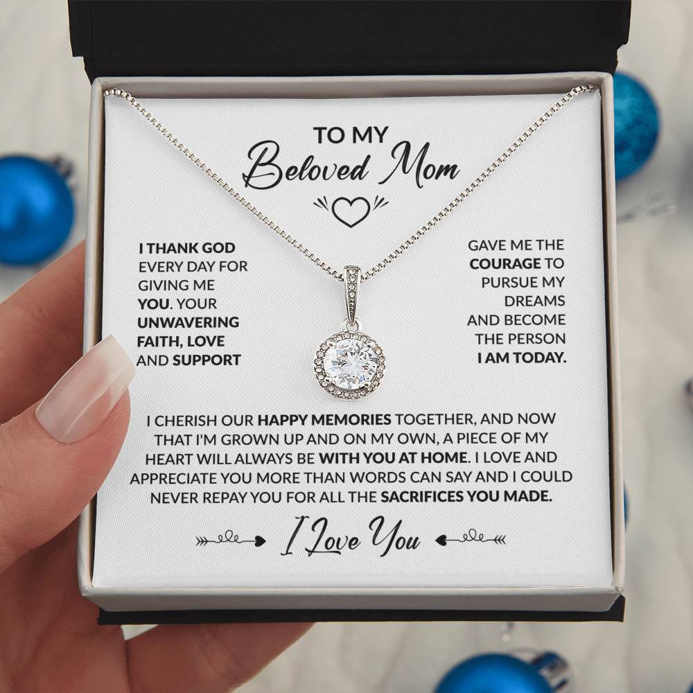 Eternal Hope Necklace - Elegant Mother’s Day Jewelry Gift with Sparkling Cushion - Cut Pendant - Design 7 - Wrapped and Wonderful