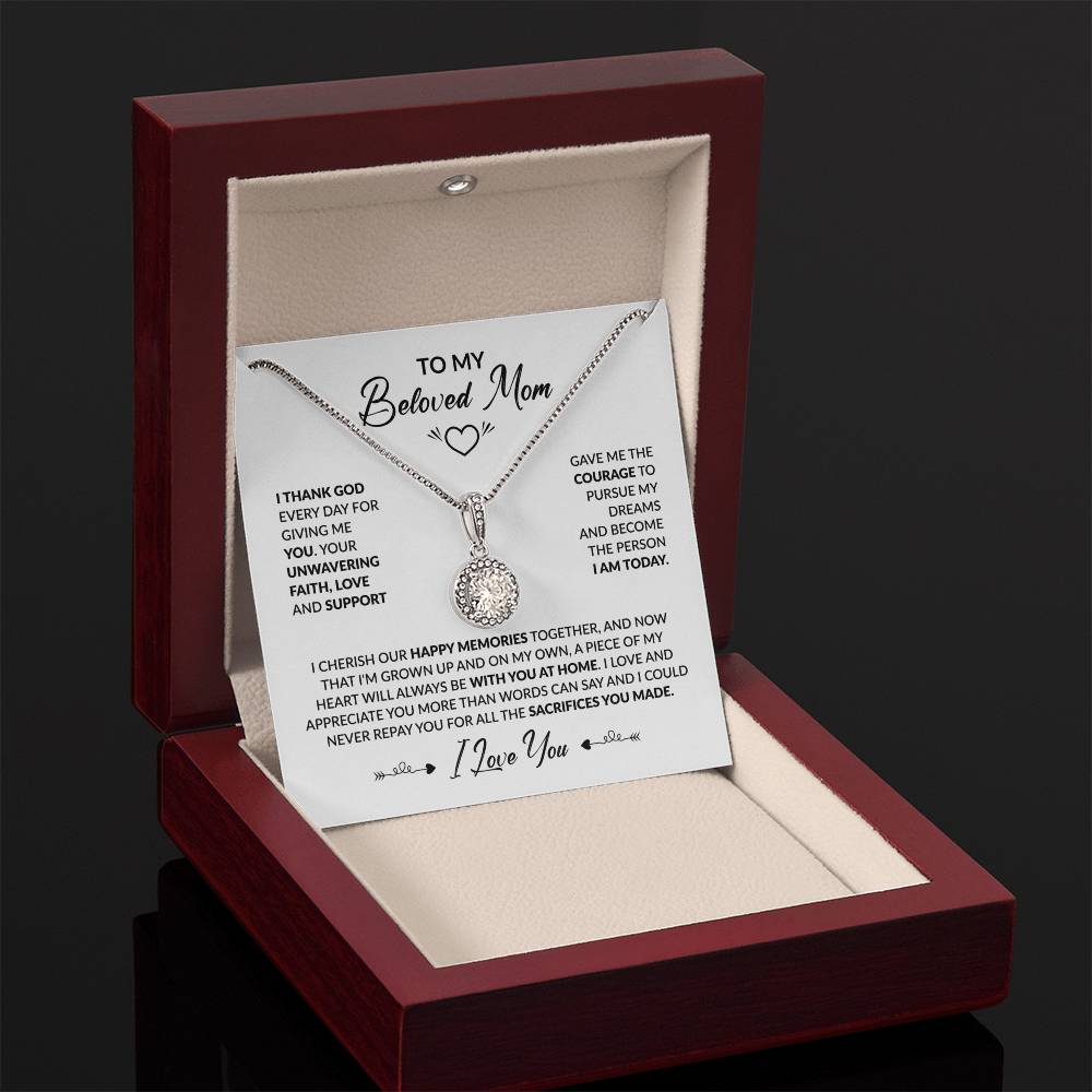 Eternal Hope Necklace - Elegant Mother’s Day Jewelry Gift with Sparkling Cushion - Cut Pendant - Design 7 - Wrapped and Wonderful