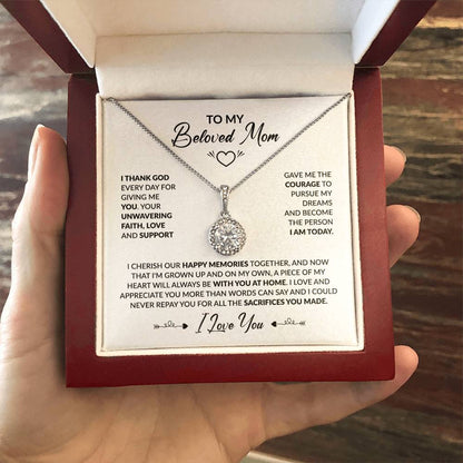 Eternal Hope Necklace - Elegant Mother’s Day Jewelry Gift with Sparkling Cushion - Cut Pendant - Design 7 - Wrapped and Wonderful