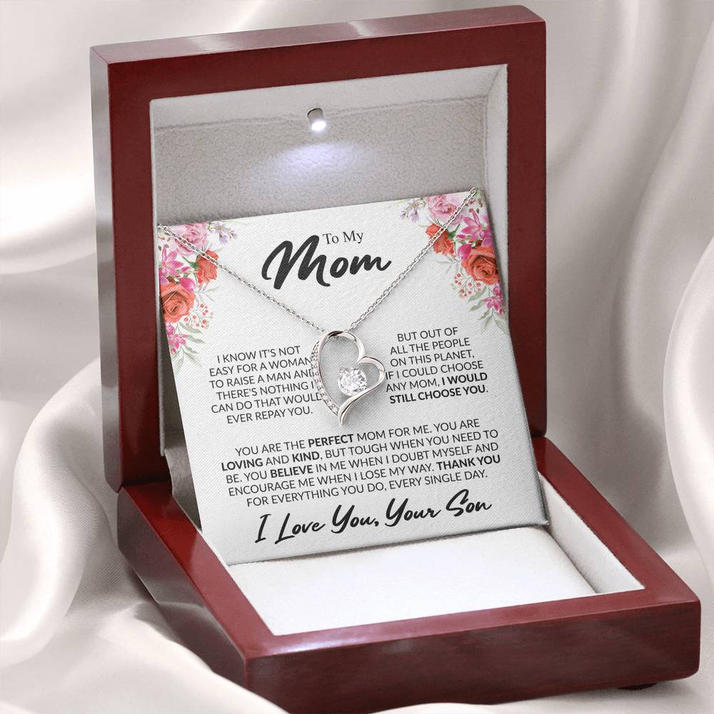 Forever Love Necklace – Heart Pendant Mother’s Day Gift with Luxury LED Box - Design 5 - Wrapped and Wonderful