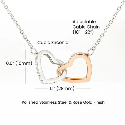 Interlocking Hearts Necklace - Mother's Day Gift - 14k White Gold or 18k Yellow Gold - Design 10 - Wrapped and Wonderful