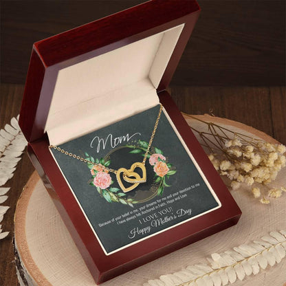 Interlocking Hearts Necklace - Mother's Day Gift - 14k White Gold or 18k Yellow Gold - Design 10 - Wrapped and Wonderful