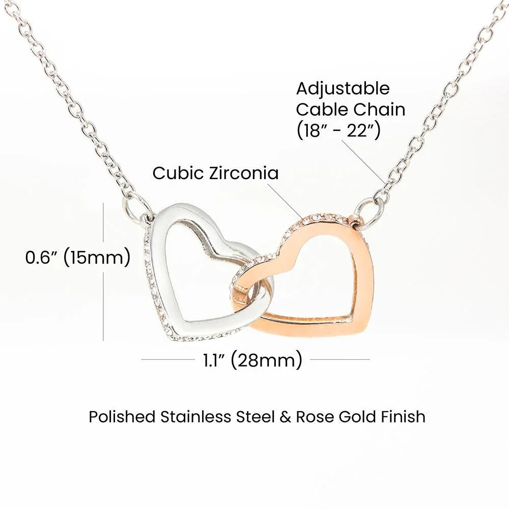 Interlocking Hearts Necklace - Mother's Day Gift - 14k White Gold or 18k Yellow Gold - Design 11 - Wrapped and Wonderful