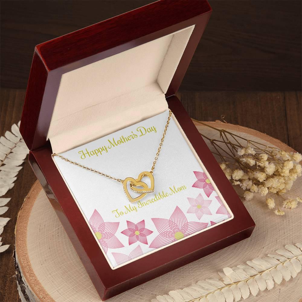 Interlocking Hearts Necklace - Mother's Day Gift - 14k White Gold or 18k Yellow Gold - Design 11 - Wrapped and Wonderful