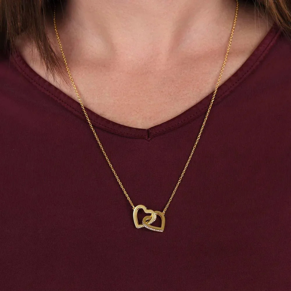 Interlocking Hearts Necklace - Mother's Day Gift - 14k White Gold or 18k Yellow Gold - Design 12 - Wrapped and Wonderful