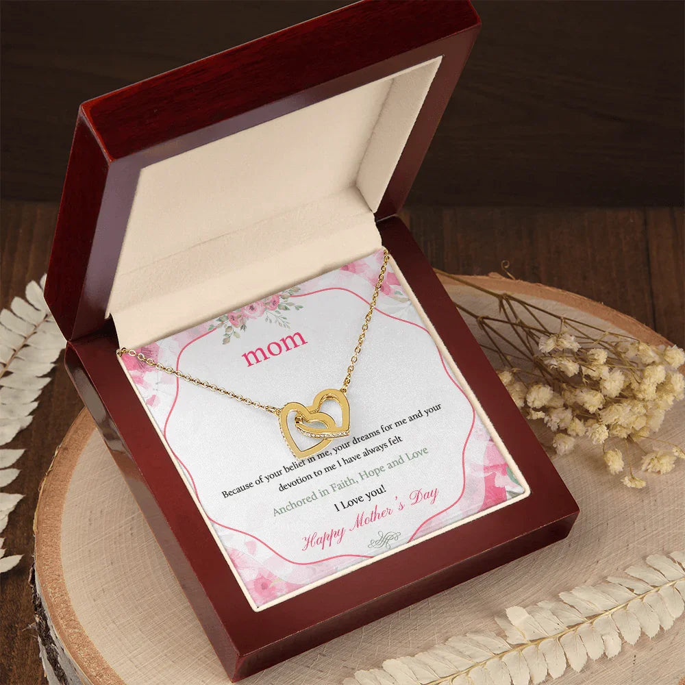 Interlocking Hearts Necklace - Mother's Day Gift - 14k White Gold or 18k Yellow Gold - Design 12 - Wrapped and Wonderful