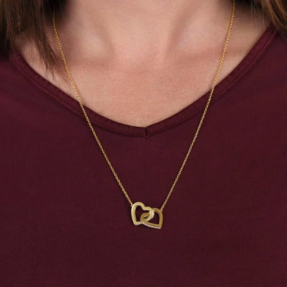 Interlocking Hearts Necklace - Mother's Day Gift - 14k White Gold or 18k Yellow Gold - Design 13 - Wrapped and Wonderful