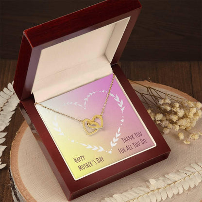 Interlocking Hearts Necklace - Mother's Day Gift - 14k White Gold or 18k Yellow Gold - Design 13 - Wrapped and Wonderful