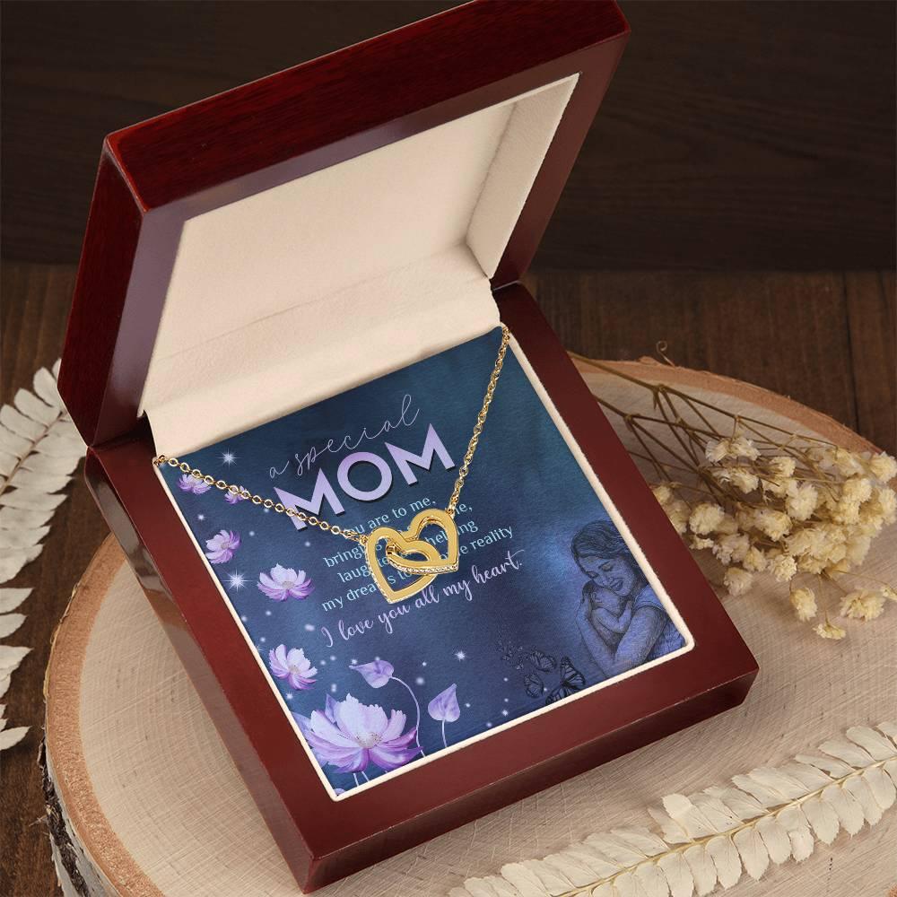 Interlocking Hearts Necklace - Mother's Day Gift - 14k White Gold or 18k Yellow Gold - Design 9 - Wrapped and Wonderful