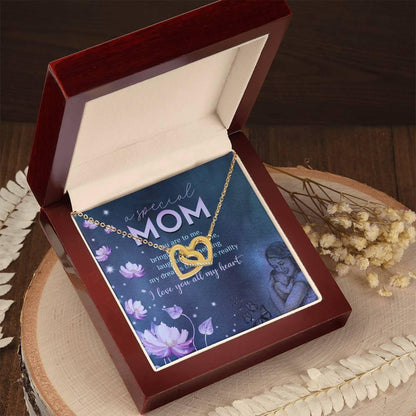Interlocking Hearts Necklace - Mother's Day Gift - 14k White Gold or 18k Yellow Gold - Design 9 - Wrapped and Wonderful