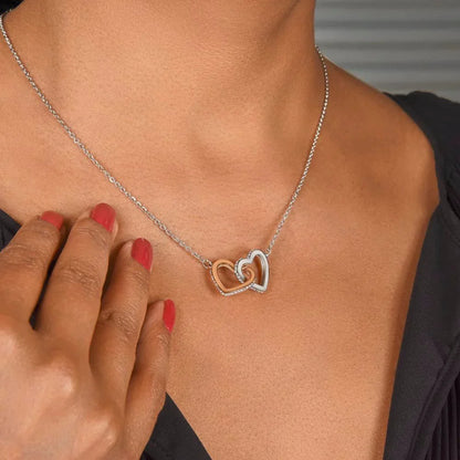 Interlocking Hearts Necklace - Mother's Day Gift - 14k White Gold or 18k Yellow Gold - Design 9 - Wrapped and Wonderful