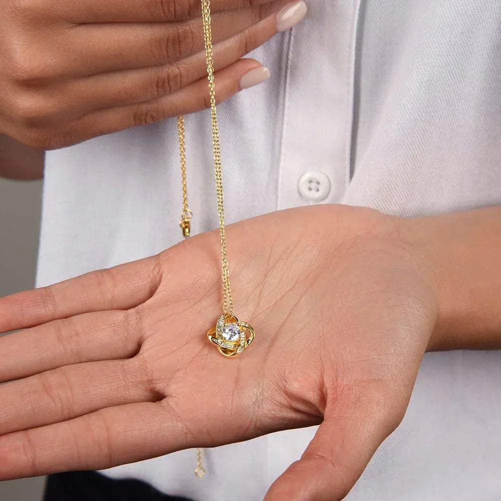 Love Knot Necklace - Mother's Day Gift - 14k White Gold or 18k Yellow Gold - Design 1 - Wrapped and Wonderful