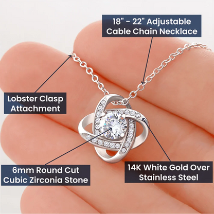 Love Knot Necklace - Mother's Day Gift - 14k White Gold or 18k Yellow Gold - Design 1 - Wrapped and Wonderful