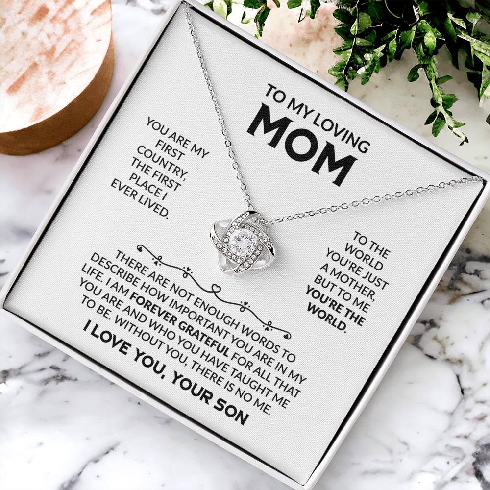 Love Knot Necklace - Mother's Day Gift - 14k White Gold or 18k Yellow Gold - Design 2 - Wrapped and Wonderful