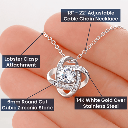 Love Knot Necklace - Mother's Day Gift - 14k White Gold or 18k Yellow Gold - Design 3 - Wrapped and Wonderful