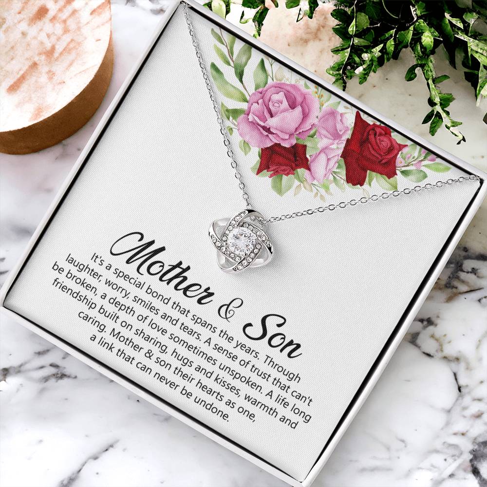 Love Knot Necklace - Mother's Day Gift - 14k White Gold or 18k Yellow Gold - Design 4 - Wrapped and Wonderful