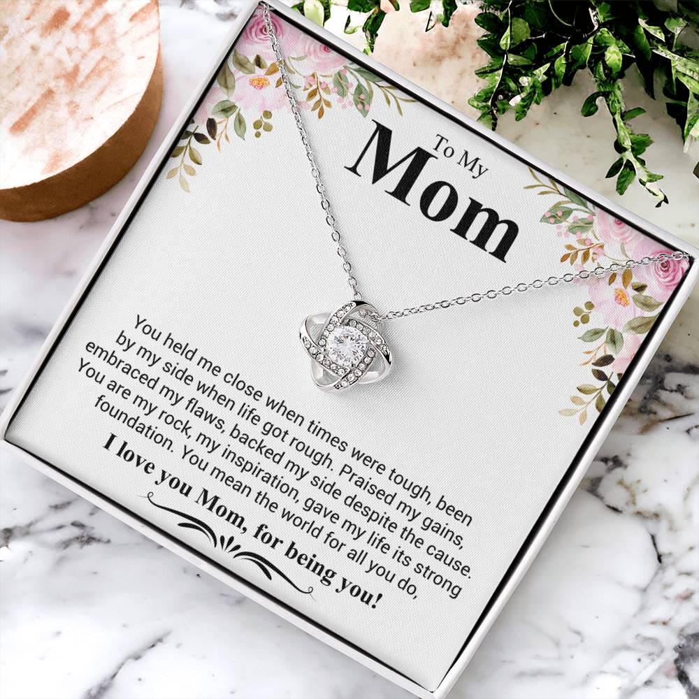 Love Knot Necklace - Mother's Day Gift - 14k White Gold or 18k Yellow Gold - Design 6 - Wrapped and Wonderful