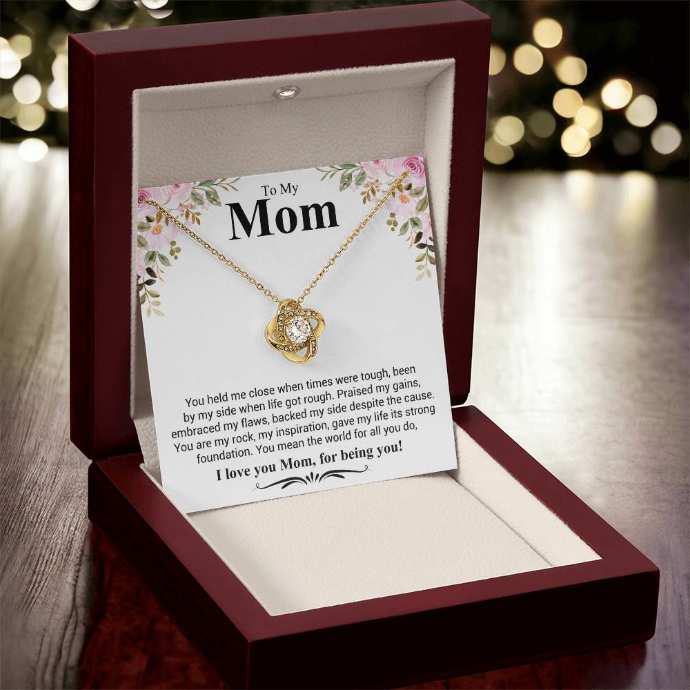 Love Knot Necklace - Mother's Day Gift - 14k White Gold or 18k Yellow Gold - Design 6 - Wrapped and Wonderful
