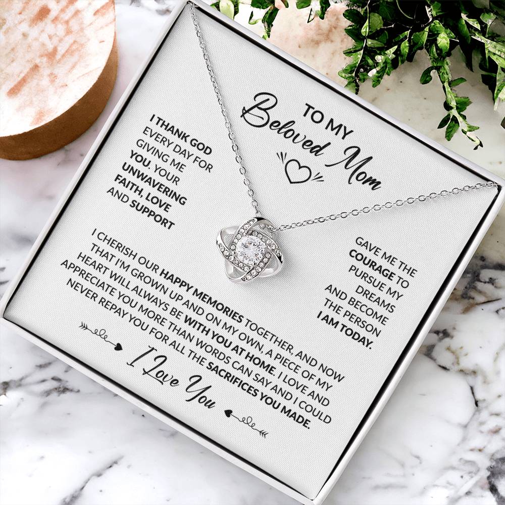 Love Knot Necklace - Mother's Day Gift - 14k White Gold or 18k Yellow Gold - Design 7 - Wrapped and Wonderful