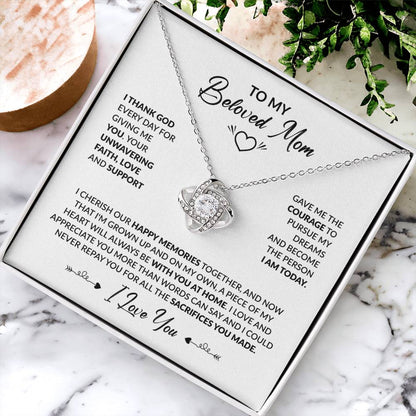 Love Knot Necklace - Mother's Day Gift - 14k White Gold or 18k Yellow Gold - Design 7 - Wrapped and Wonderful