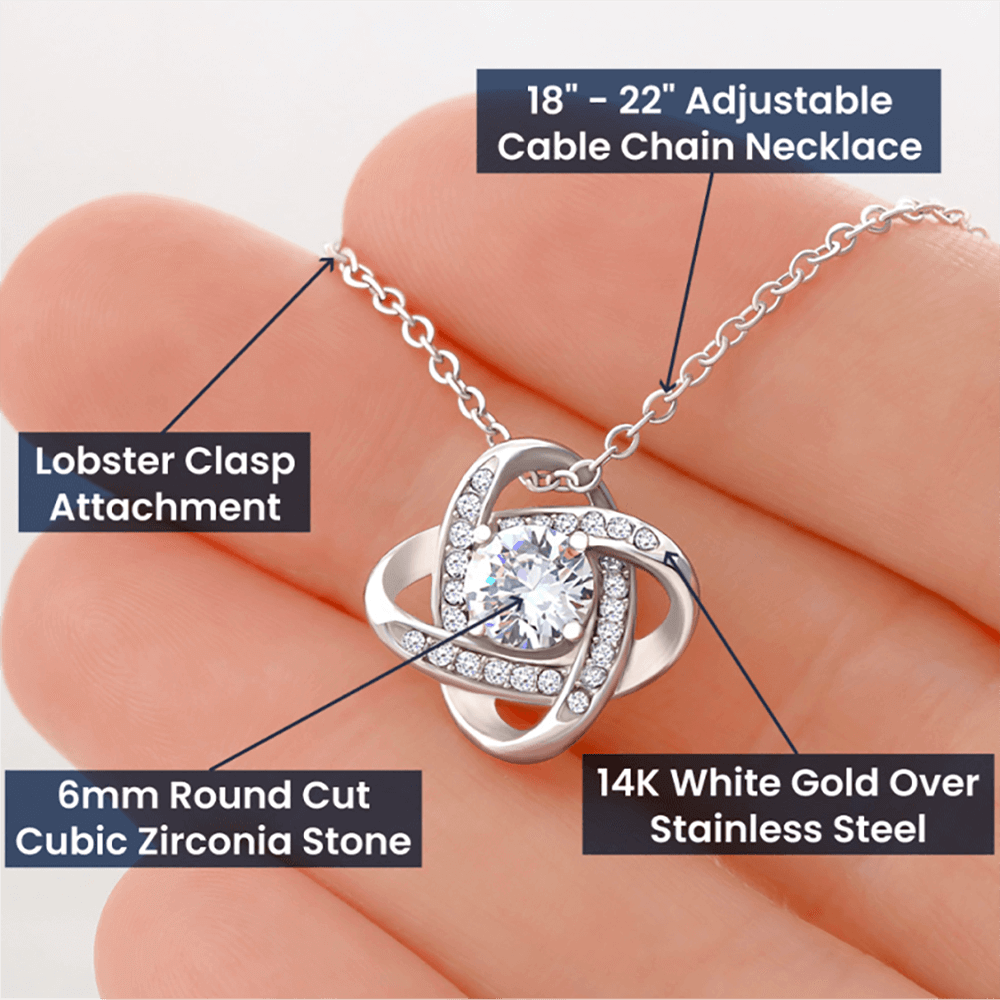 Love Knot Necklace - Mother's Day Gift - 14k White Gold or 18k Yellow Gold - Design 8 - Wrapped and Wonderful
