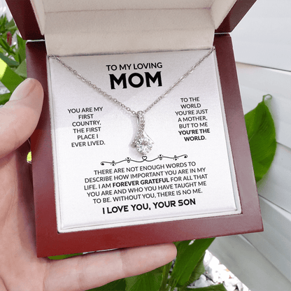 Mother's Day Alluring Beauty Necklace - Sparkling Ribbon Pendant with 7mm CZ - Design 2 - Wrapped and Wonderful