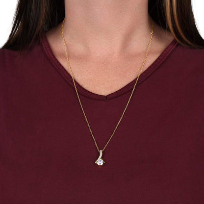 Mother's Day Alluring Beauty Necklace - Sparkling Ribbon Pendant with 7mm CZ - Design 5 - Wrapped and Wonderful
