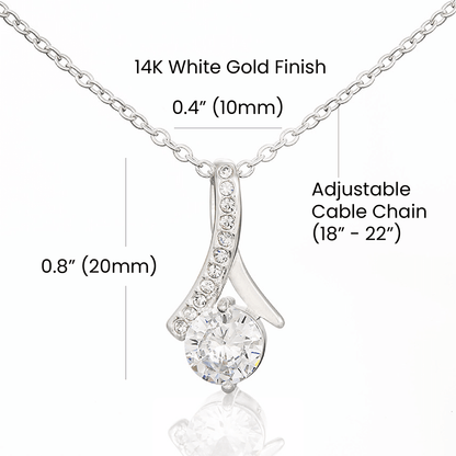 Mother's Day Alluring Beauty Necklace - Sparkling Ribbon Pendant with 7mm CZ - Design 5 - Wrapped and Wonderful
