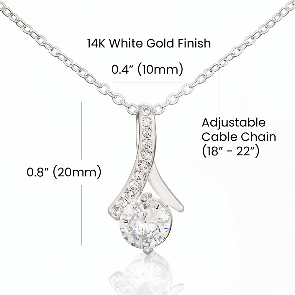 Mother's Day Alluring Beauty Necklace - Sparkling Ribbon Pendant with 7mm CZ - Design 7 - Wrapped and Wonderful