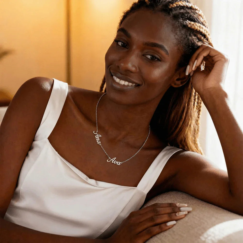 Personalized 2 - 3 Name Necklace - Custom Mother's Day Gift - 18K Yellow Gold or Polished Steel - Design 15 - Wrapped and Wonderful