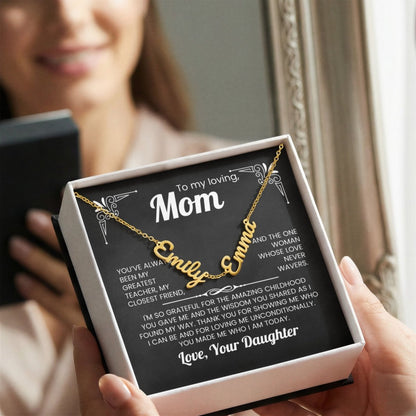 Personalized 2 - 3 Name Necklace - Custom Mother's Day Gift - 18K Yellow Gold or Polished Steel - Design 18 - Wrapped and Wonderful